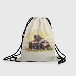 Рюкзак-мешок Серый котенок с фотоаппаратом, цвет: 3D-принт