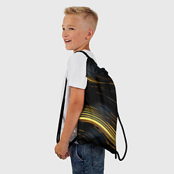 Рюкзак-мешок Золотые волны на черном фоне, цвет: 3D-принт — фото 2