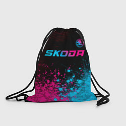 Рюкзак-мешок Skoda - neon gradient: символ сверху, цвет: 3D-принт