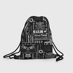 Рюкзак-мешок Паттерн с надписями на чёрном, цвет: 3D-принт