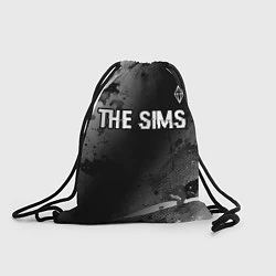Рюкзак-мешок The Sims glitch на темном фоне: символ сверху, цвет: 3D-принт