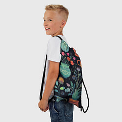 Рюкзак-мешок Паттерн из цветочных горшков, цвет: 3D-принт — фото 2