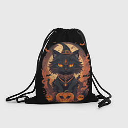 Рюкзак-мешок Черный кот в хеллоуине, цвет: 3D-принт