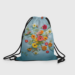 Рюкзак-мешок Букет полевых цветов на ткани, цвет: 3D-принт