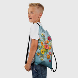 Рюкзак-мешок Букет полевых цветов на ткани, цвет: 3D-принт — фото 2