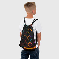 Рюкзак-мешок Оранжевые неоновые плиты, цвет: 3D-принт — фото 2