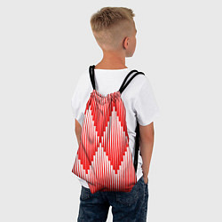 Рюкзак-мешок Красные белые большие ромбы, цвет: 3D-принт — фото 2