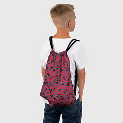 Рюкзак-мешок Черные и синие треугольники на красном, цвет: 3D-принт — фото 2
