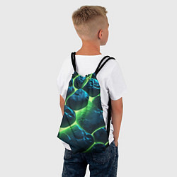 Рюкзак-мешок Разлом зеленых плит с неоном, цвет: 3D-принт — фото 2