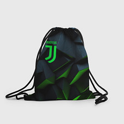 Рюкзак-мешок Juventus black green logo, цвет: 3D-принт