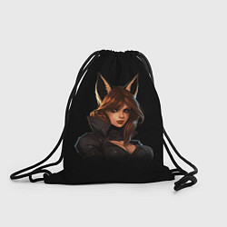 Рюкзак-мешок Девушка с ушами лисы, цвет: 3D-принт