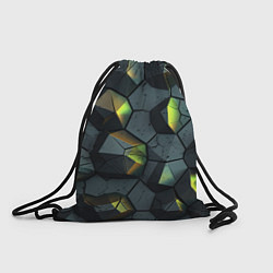 Рюкзак-мешок Черная текстура с зелеными камнями, цвет: 3D-принт