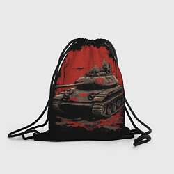 Рюкзак-мешок Танк т54 красный фон, цвет: 3D-принт