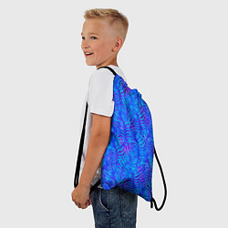 Рюкзак-мешок Синие неоновые листья, цвет: 3D-принт — фото 2