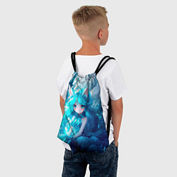 Рюкзак-мешок Снежная лиса в стиле аниме, цвет: 3D-принт — фото 2