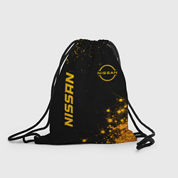 Рюкзак-мешок Nissan - gold gradient: надпись, символ, цвет: 3D-принт