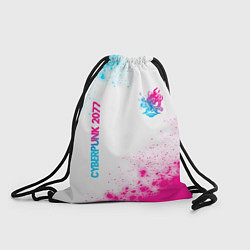 Рюкзак-мешок Cyberpunk 2077 neon gradient style: надпись, симво, цвет: 3D-принт
