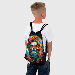 Рюкзак-мешок Череп - синий хипстер, цвет: 3D-принт — фото 2