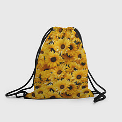 Рюкзак-мешок Желтые объемные цветы от нейросети, цвет: 3D-принт