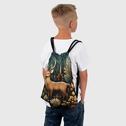 Рюкзак-мешок Лесной олень в стиле фолк-арт, цвет: 3D-принт — фото 2