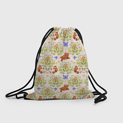Рюкзак-мешок Сказочный лес бурундук и сова в деревьях, цвет: 3D-принт