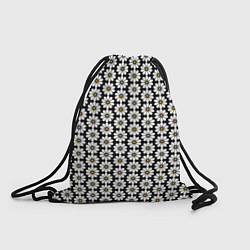 Рюкзак-мешок Белые ромашки на чёрном, цвет: 3D-принт