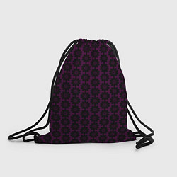 Рюкзак-мешок Чёрно-фиолетовый паттерн стилизованные цветы, цвет: 3D-принт