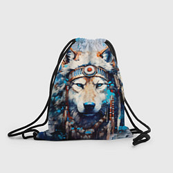 Рюкзак-мешок Волк индеец, цвет: 3D-принт