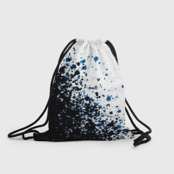 Рюкзак-мешок Чёрно-белый с синими кляксами, цвет: 3D-принт