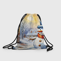 Рюкзак-мешок Снеговик новый год, цвет: 3D-принт