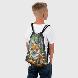 Рюкзак-мешок Лисица в лесу в цветах, цвет: 3D-принт — фото 2