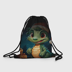 Рюкзак-мешок Новогодний зеленый дракончик, цвет: 3D-принт
