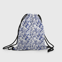 Рюкзак-мешок Белый с синими пёрышками, цвет: 3D-принт