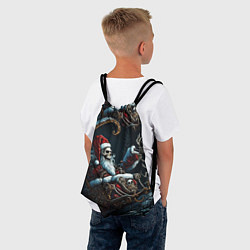 Рюкзак-мешок Новогодний патерн со скелетом Санты, цвет: 3D-принт — фото 2