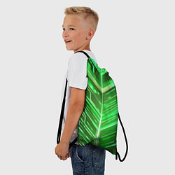 Рюкзак-мешок Зелёные неон полосы киберпанк, цвет: 3D-принт — фото 2