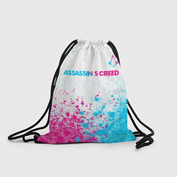 Рюкзак-мешок Assassins Creed neon gradient style посередине, цвет: 3D-принт