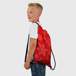 Рюкзак-мешок Красные снежинки, цвет: 3D-принт — фото 2
