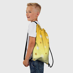 Рюкзак-мешок Снежинки и звезды на желтом, цвет: 3D-принт — фото 2