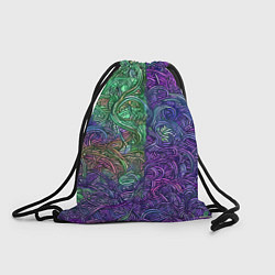Рюкзак-мешок Вьющийся узор фиолетовый и зелёный, цвет: 3D-принт