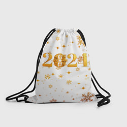 Рюкзак-мешок Новый 2024 год - золотой, цвет: 3D-принт