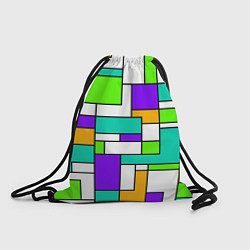Рюкзак-мешок Геометрический зелёно-фиолетовый, цвет: 3D-принт