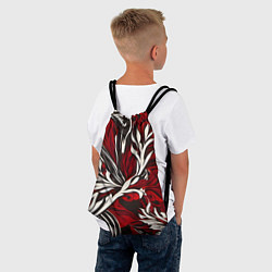 Рюкзак-мешок Красно белый узор на чёрном фоне, цвет: 3D-принт — фото 2
