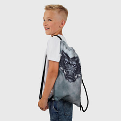 Рюкзак-мешок Стальной дикий кабан на сером фоне, цвет: 3D-принт — фото 2