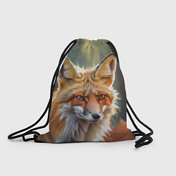 Рюкзак-мешок Портрет лисы с осенними листьями, цвет: 3D-принт