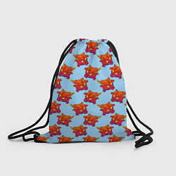 Рюкзак-мешок Дракон круглый летит, красный, цвет: 3D-принт