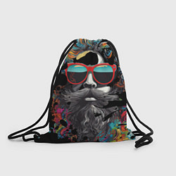 Рюкзак-мешок Хиппи в красных очках, цвет: 3D-принт