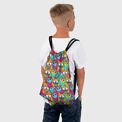 Рюкзак-мешок Разноцветные совы, цвет: 3D-принт — фото 2