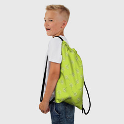 Рюкзак-мешок Цветочки на ярко-салатовом, цвет: 3D-принт — фото 2