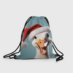 Рюкзак-мешок Смеющийся гусь в новогодней шапке, цвет: 3D-принт