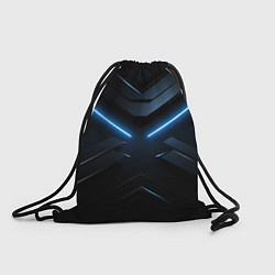 Рюкзак-мешок Синяя неоновая полоса на черном фоне, цвет: 3D-принт